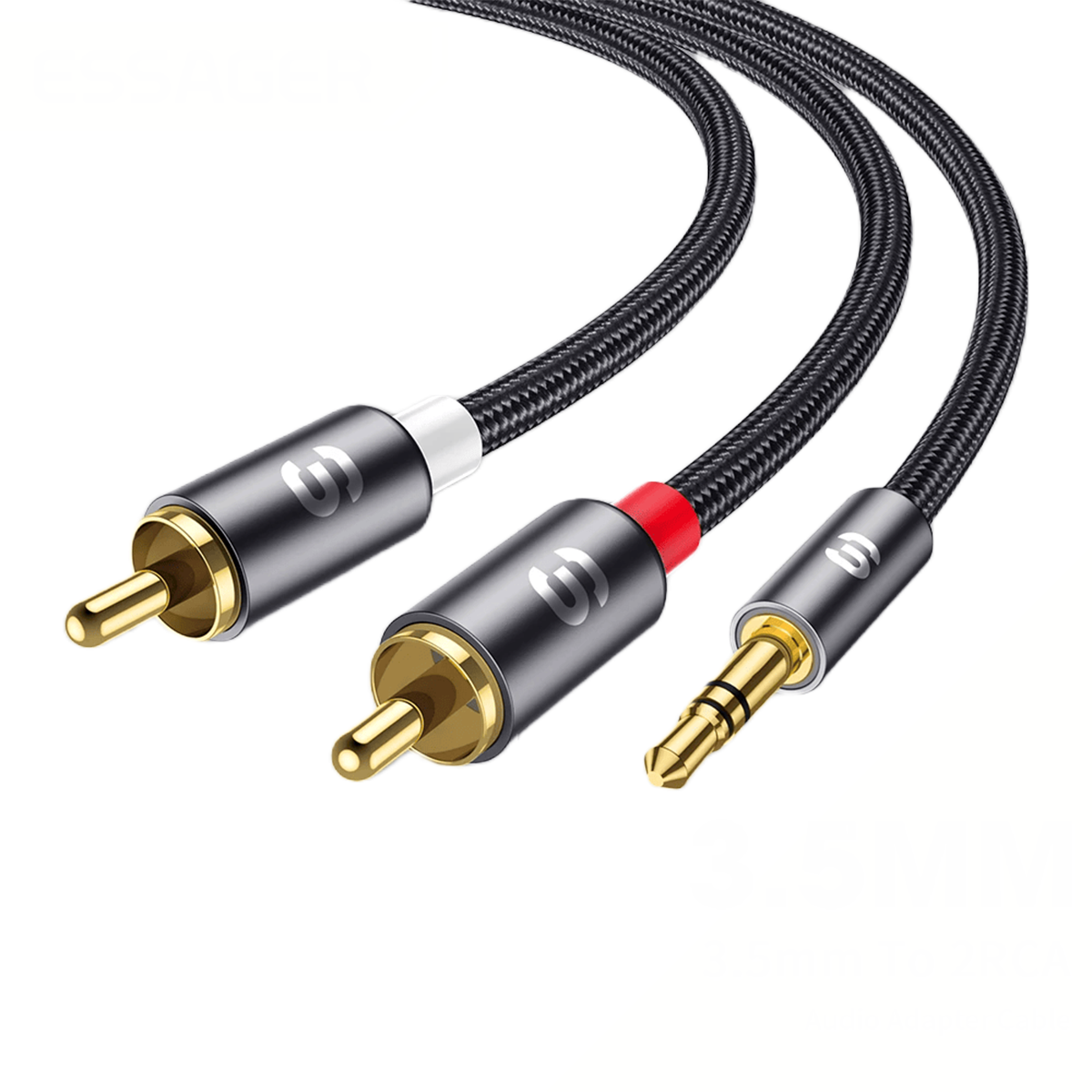 CABLE ADAPTADOR AUDIO 2 RCA A 1 JACK 3.5MM - 2M ALTA FIDELIDAD - 1