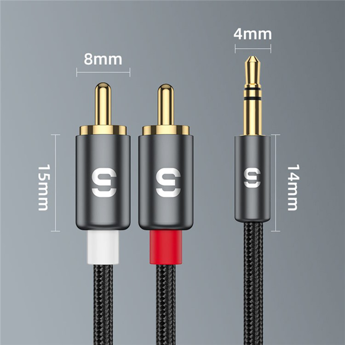 CABLE ADAPTADOR AUDIO 2 RCA A 1 JACK 3.5MM - 2M ALTA FIDELIDAD - 4