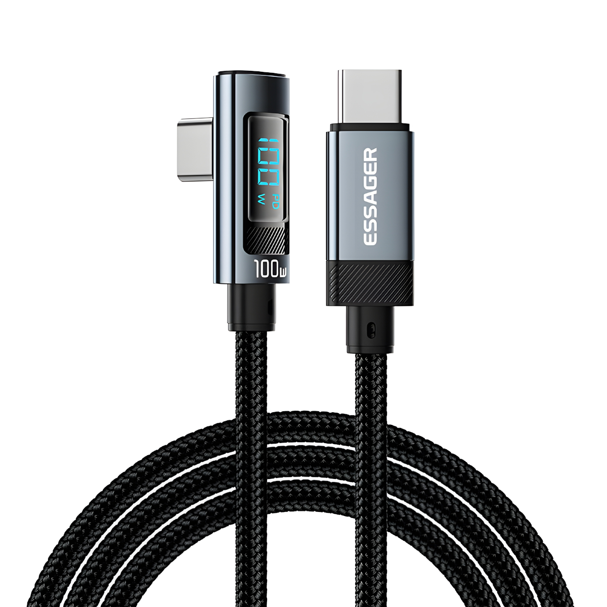 CABLE DE CARGA RÁPIDA ESSAGER  100W TIPO C IDEAL PARA ANDROID Y MACBOOK - 1