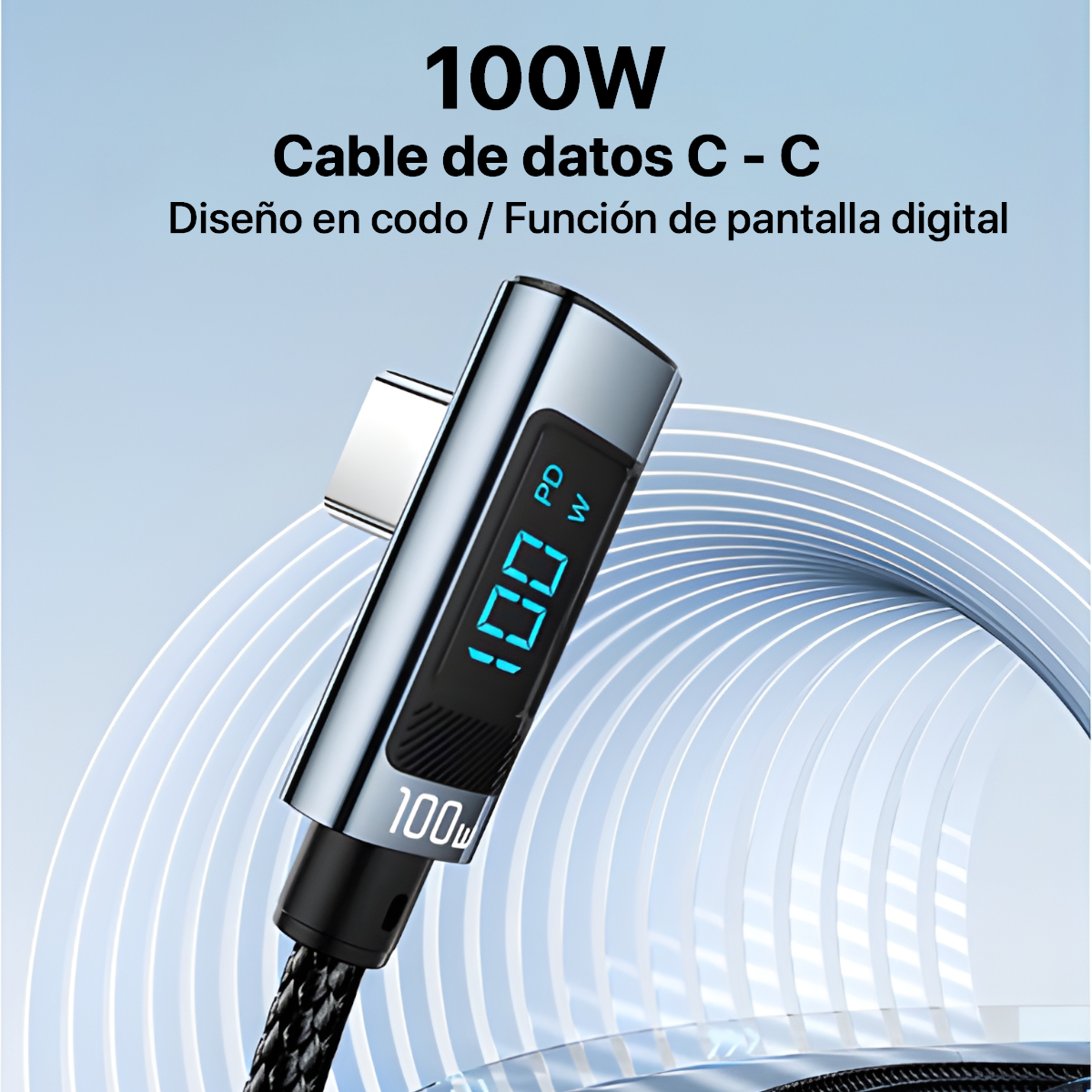 CABLE DE CARGA RÁPIDA ESSAGER  100W TIPO C IDEAL PARA ANDROID Y MACBOOK - 4