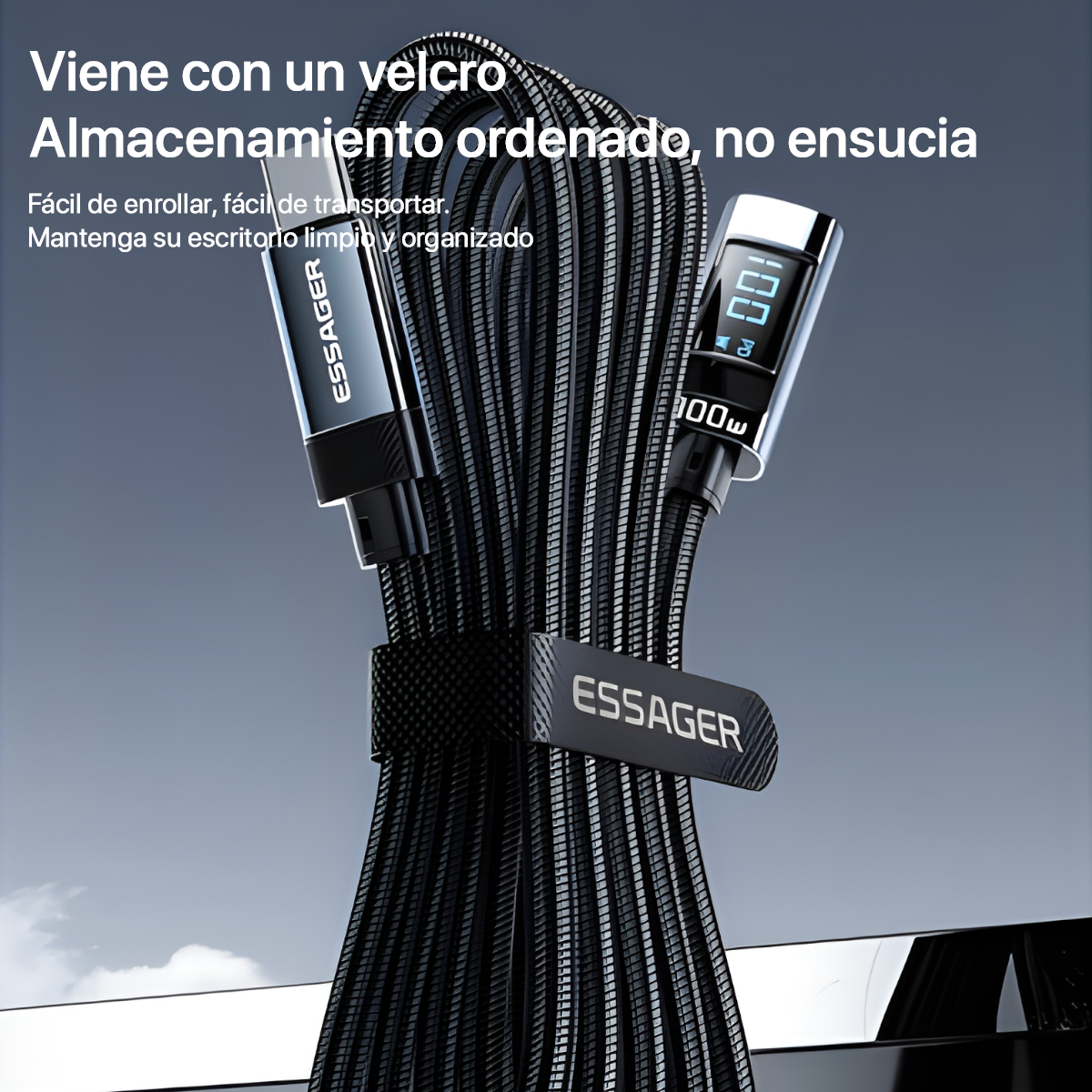 CABLE DE CARGA RÁPIDA ESSAGER  100W TIPO C IDEAL PARA ANDROID Y MACBOOK - 5
