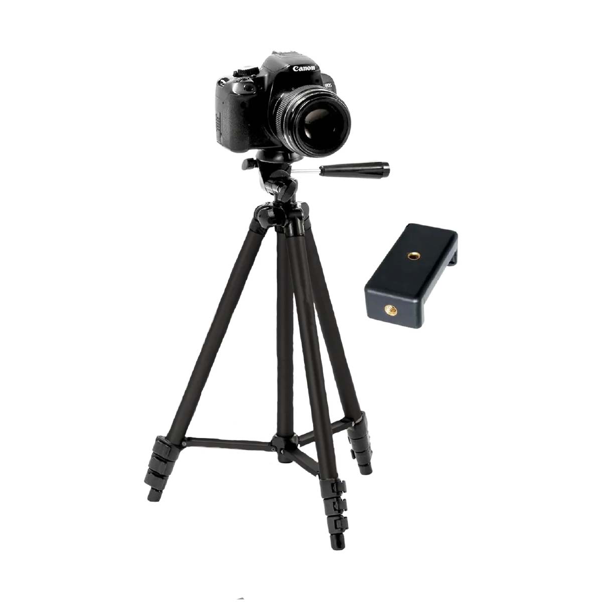 TRÍPODE PROFESIONAL WEIFENG WT-3130 DE 125 CM + ADAPTADOR A CELULAR COLOR NEGRO - 1