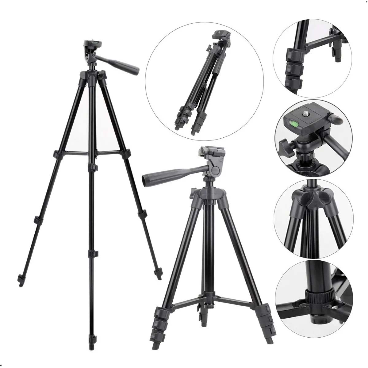 TRÍPODE PROFESIONAL WEIFENG WT-3130 DE 125 CM + ADAPTADOR A CELULAR COLOR NEGRO - 2