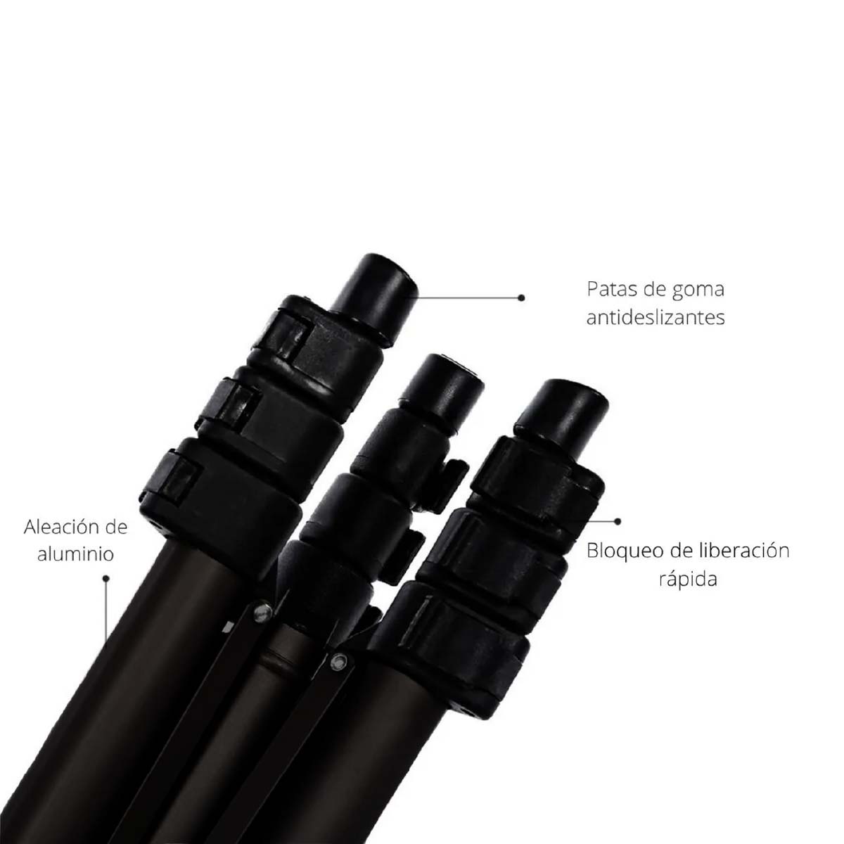 TRÍPODE PROFESIONAL WEIFENG WT-3130 DE 125 CM + ADAPTADOR A CELULAR COLOR NEGRO - 5