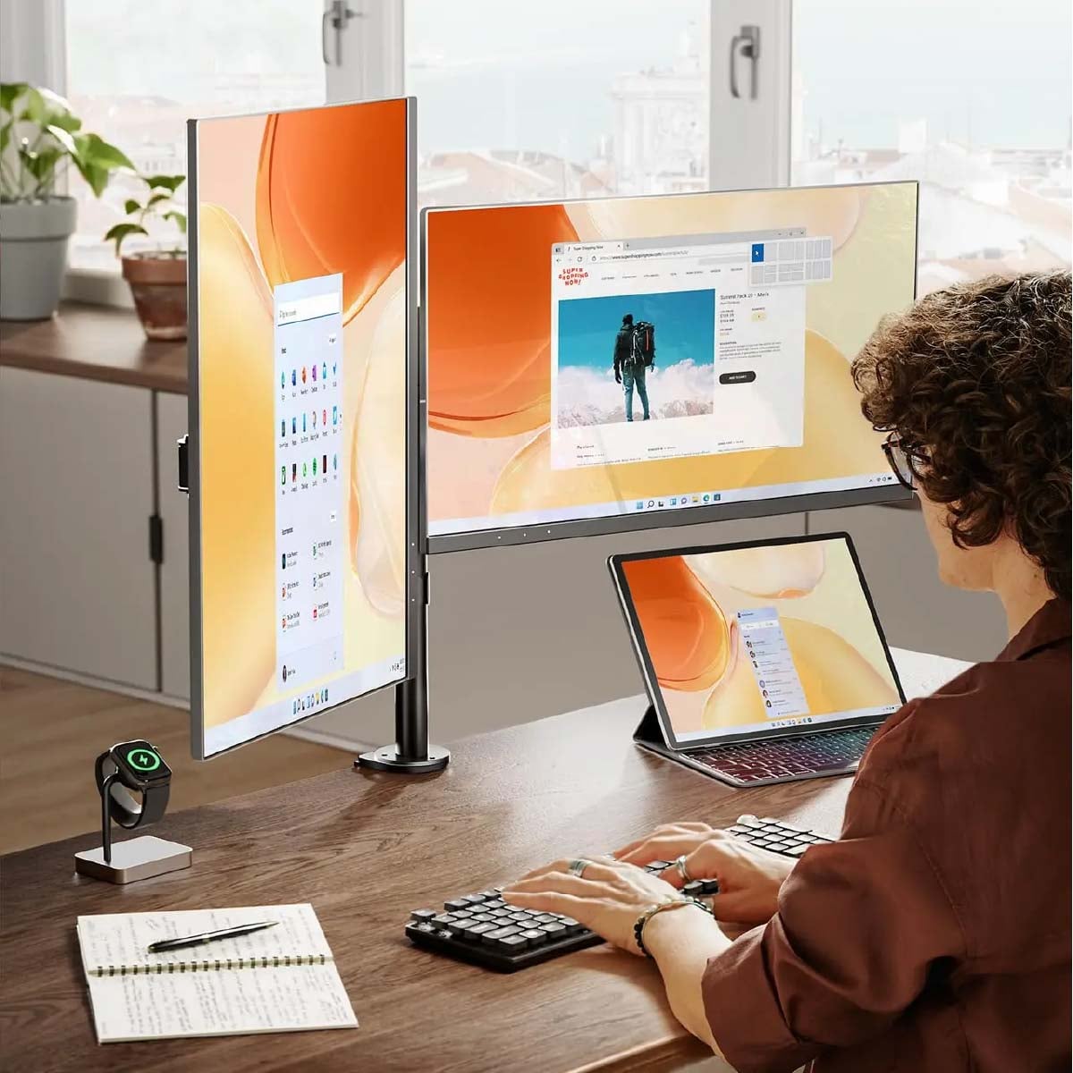 SOPORTE DE MONITOR 13'- 27' PULGADAS CON DOBLE BRAZO COLOR NEGRO - 3
