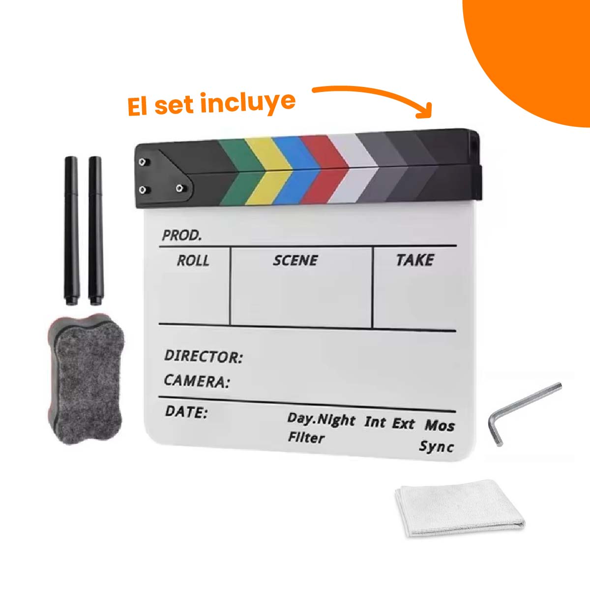 CLAQUETA ACRÍLICA PROFESIONAL CLAP PARA GRABACIÓN DE VIDEOS - CINE - 2