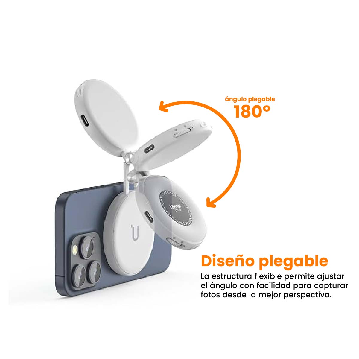 MINI ARO DE LUZ LED ULANZI  LM19 MAGSAFE PARA CELULAR COLOR BLANCO - 2