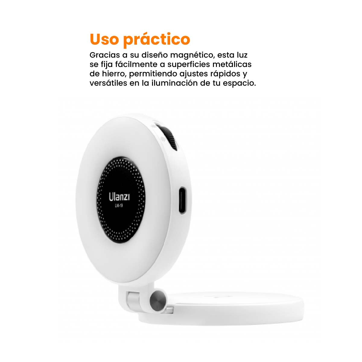 MINI ARO DE LUZ LED ULANZI  LM19 MAGSAFE PARA CELULAR COLOR BLANCO - 3