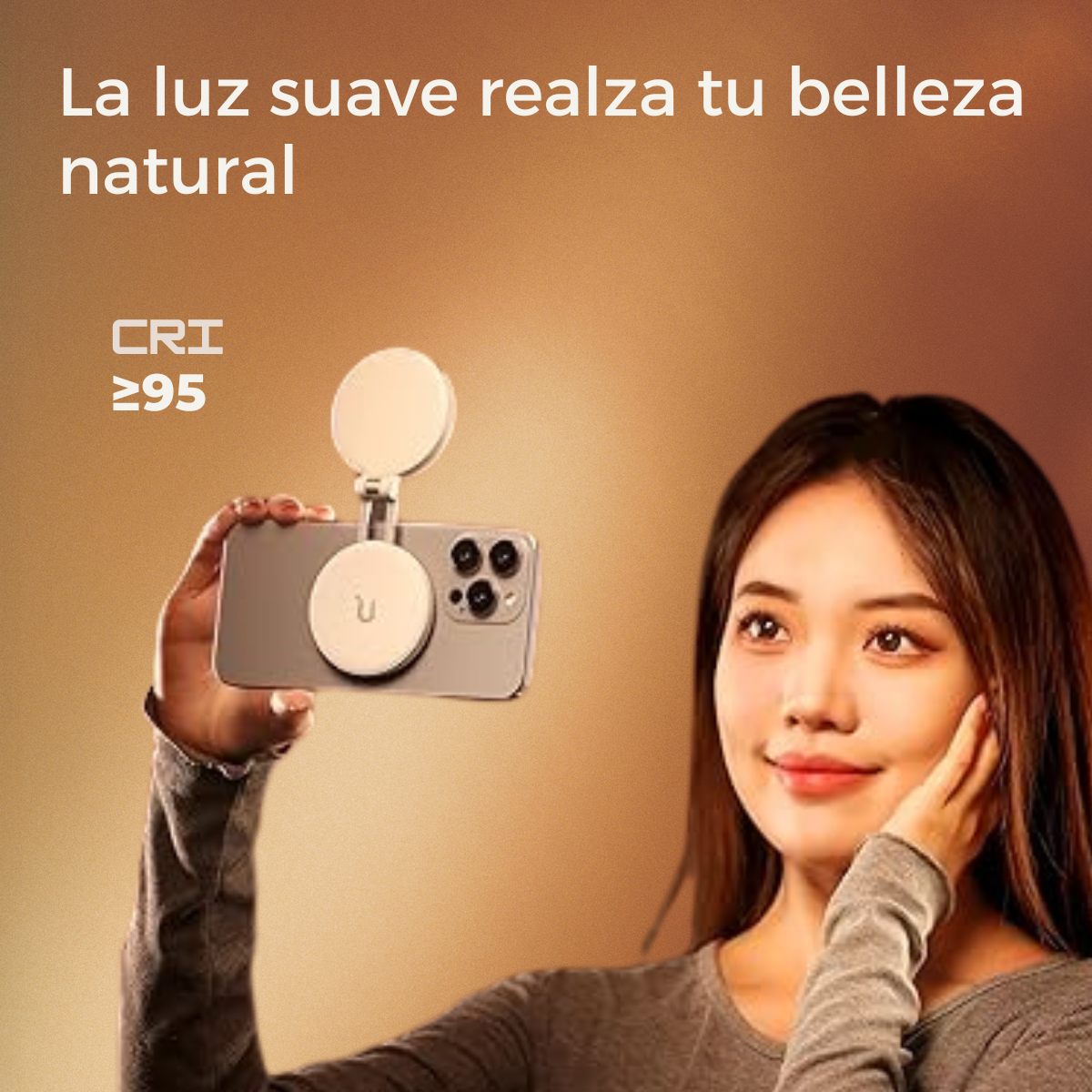 MINI ARO DE LUZ LED ULANZI  LM19 MAGSAFE PARA CELULAR COLOR BLANCO - 6