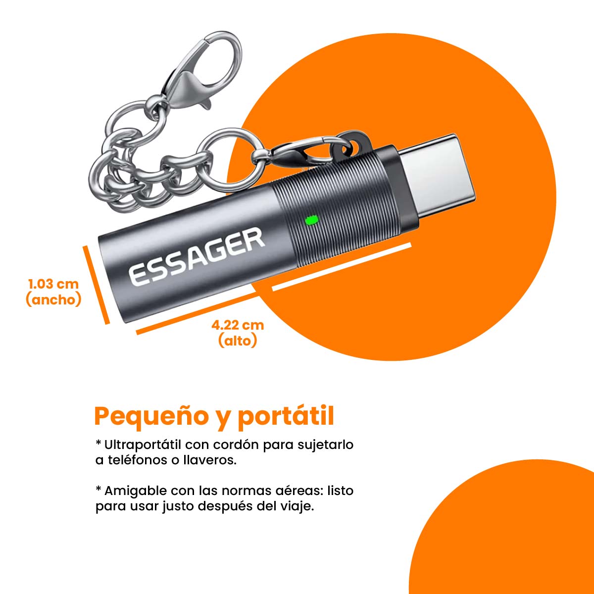 MINI ENCENDEDOR ELÉCTRICO  ESSAGER TIPO C PARA CELULAR  FÁCIL TRANSPORTE - 5