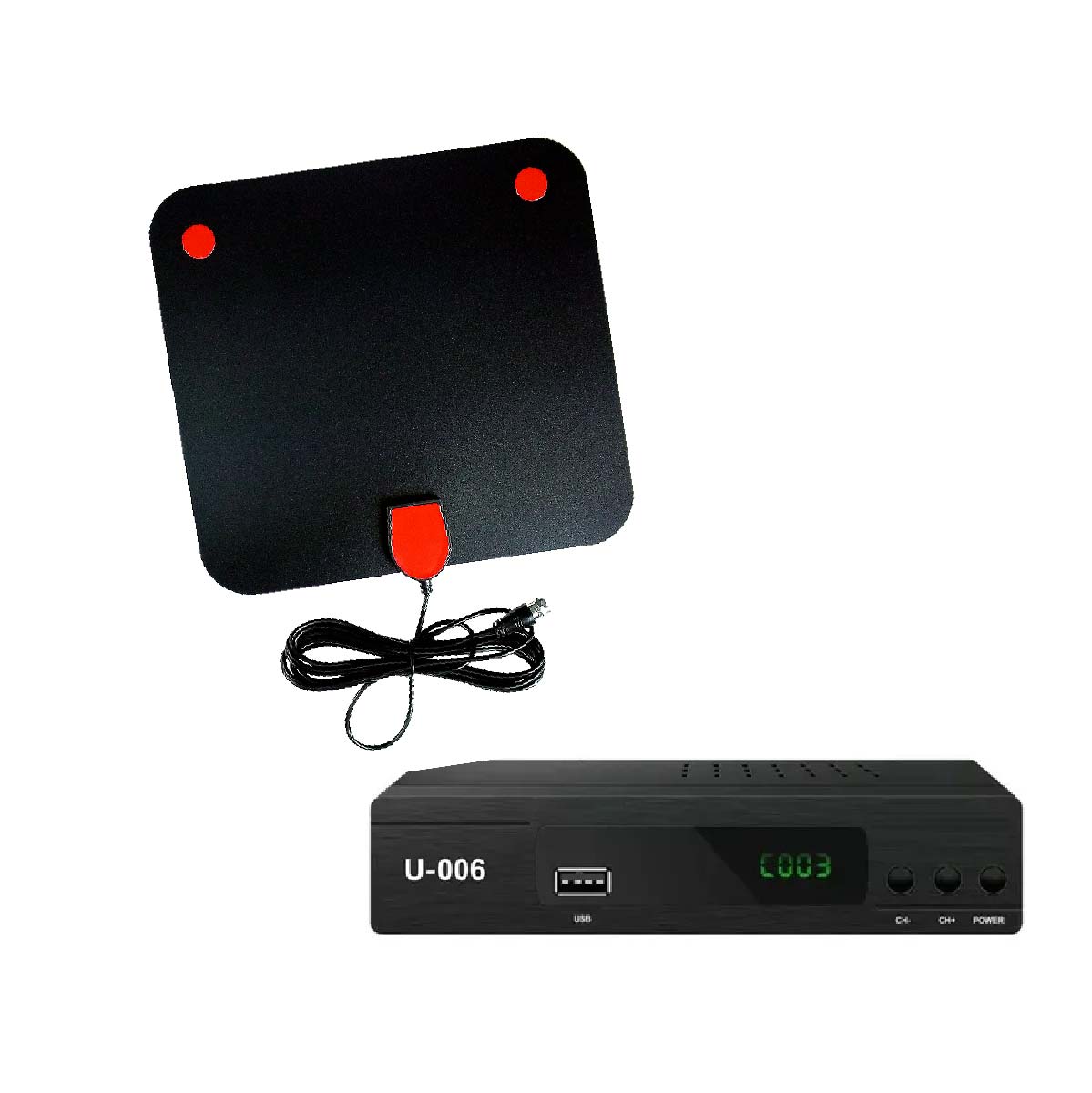 ANTENA DIGITAL PLANA CANALES FULL HD + SINTONIZADOR TV TDT U-006 - 1