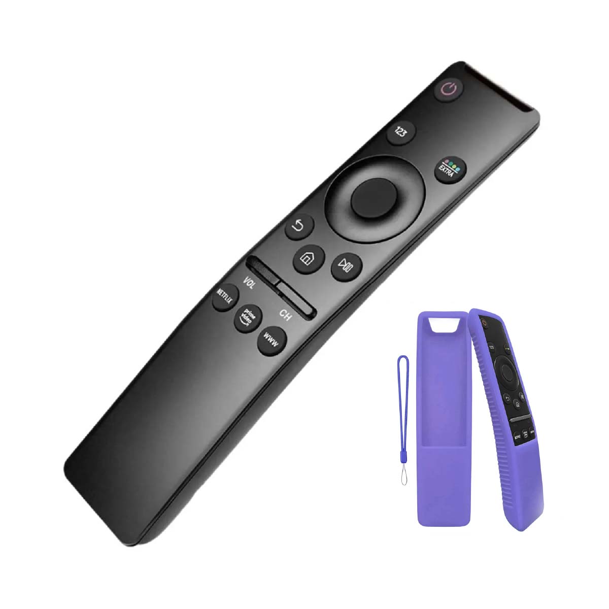 CONTROL REMOTO TV SAMSUNG SMART TV LED UHD CURVO 4K + FUNDA MORADA - 1