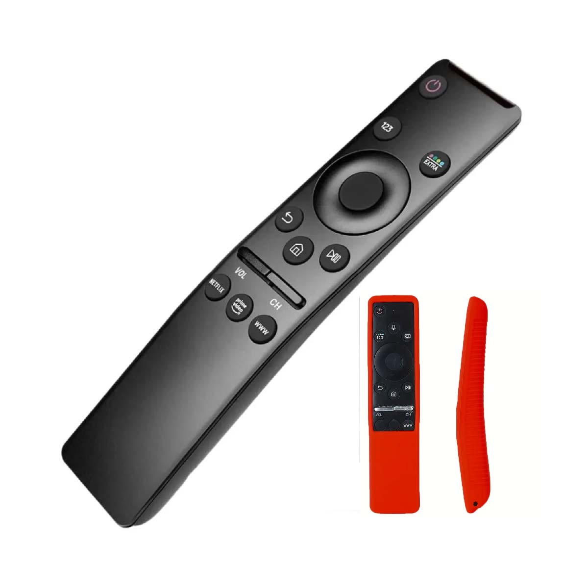 CONTROL REMOTO TV SAMSUNG SMART TV LED UHD CURVO 4K + FUNDA ROJA - 1