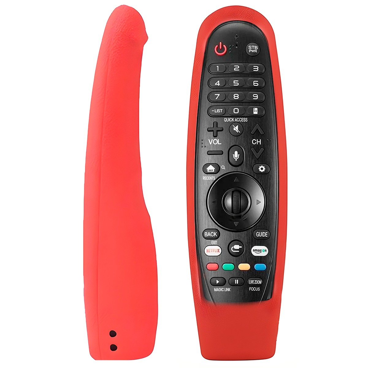 CONTROL REMOTO PARA TV LG SMART LED LCD 4K + FUNDA  COLOR  ROJO - 1