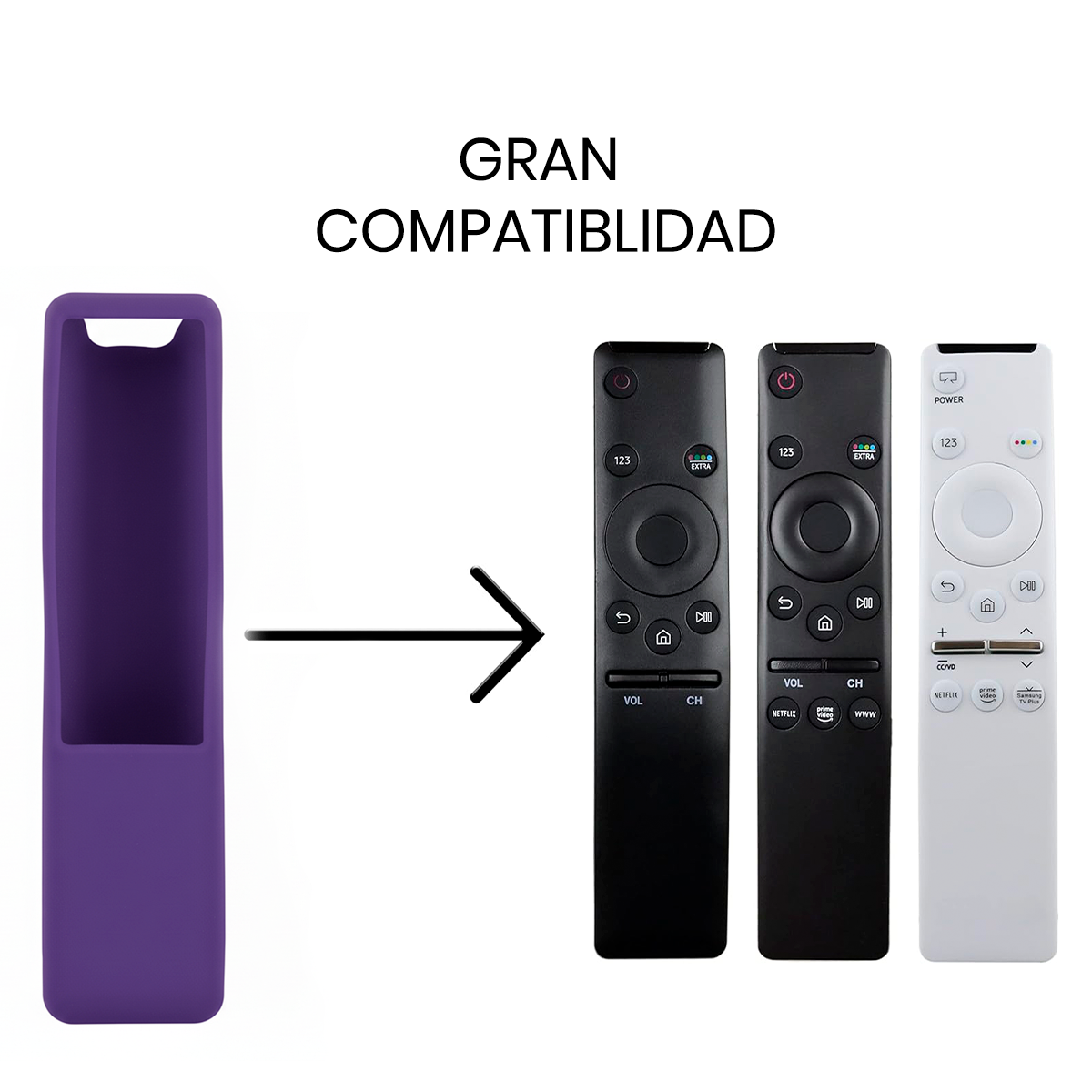 CONTROL PARA TV SAMSUNG COMANDO POR VOZ SMART + FUNDA COLOR MORADO - 9