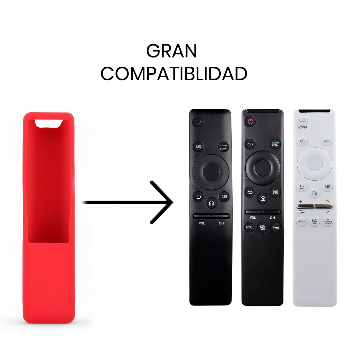 CONTROL PARA TV SAMSUNG COMANDO POR VOZ SMART + FUNDA COLOR ROJO - 9