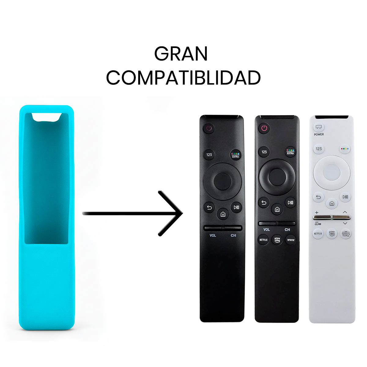 CONTROL PARA TV SAMSUNG COMANDO POR VOZ SMART + FUNDA COLOR TURQUESA - 9