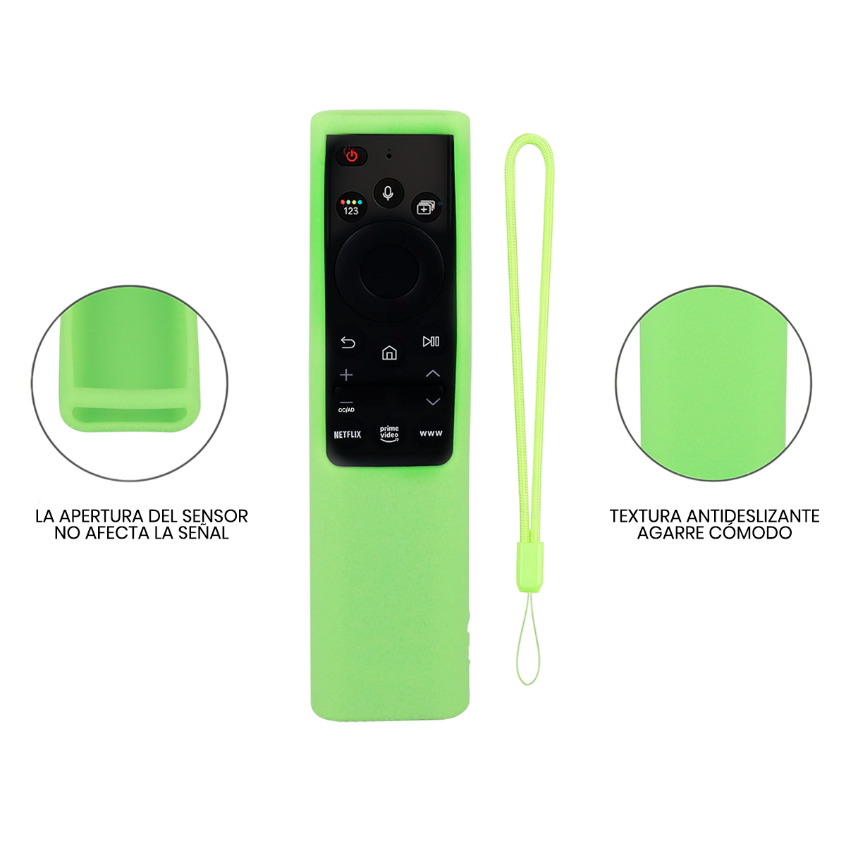 CONTROL REMOTO PARA SAMSUNG CON VOZ SMART 4K WS-2022+ FUNDA VERDE NEÓN - 5