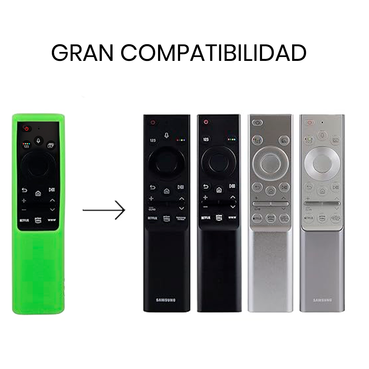 CONTROL REMOTO PARA SAMSUNG CON VOZ SMART 4K WS-2022+ FUNDA VERDE NEÓN - 8