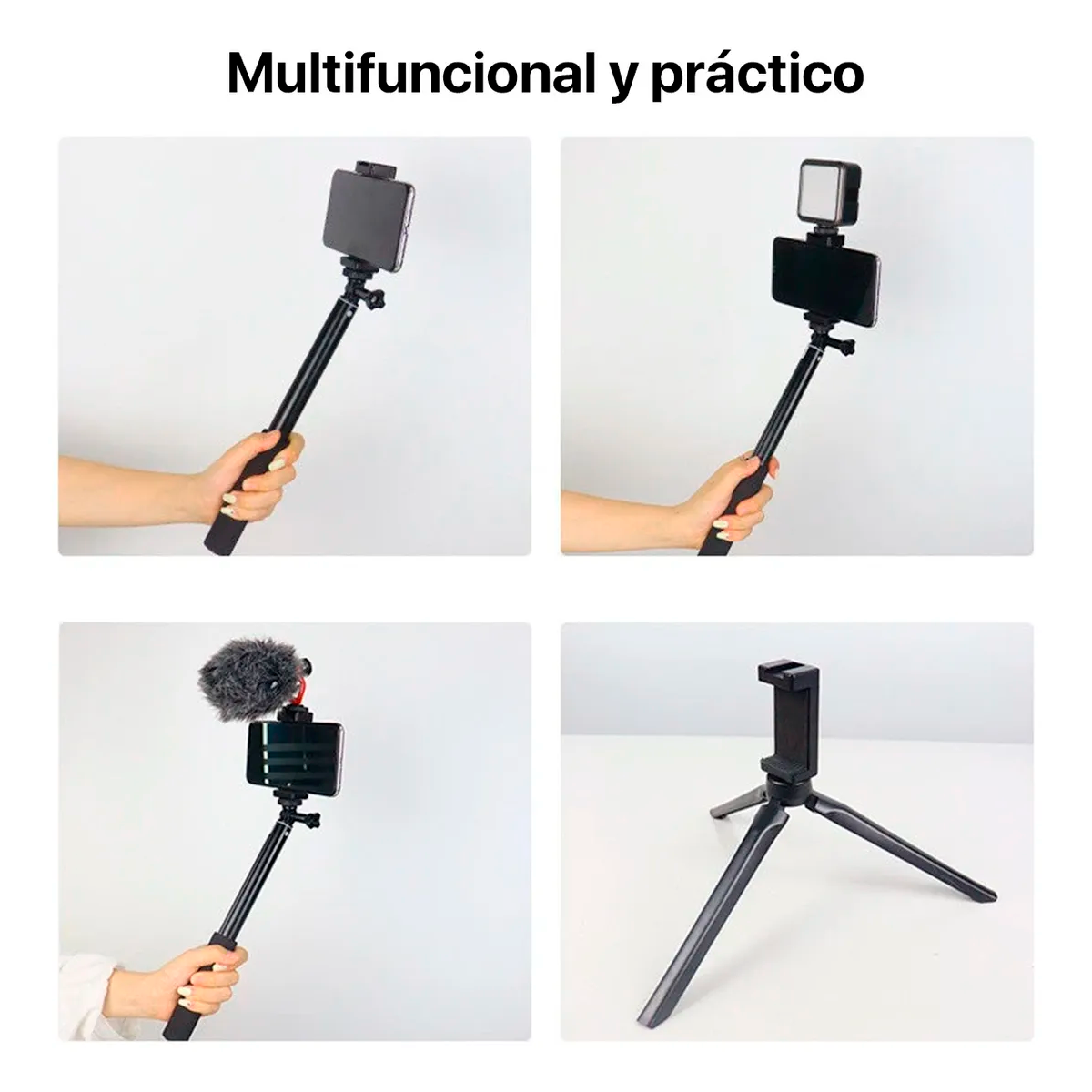TRÍPODE UNIVERSAL15 CM ZX-322 + MINI LUZ LED RGB AY-83 + ADAPTADOR - 2