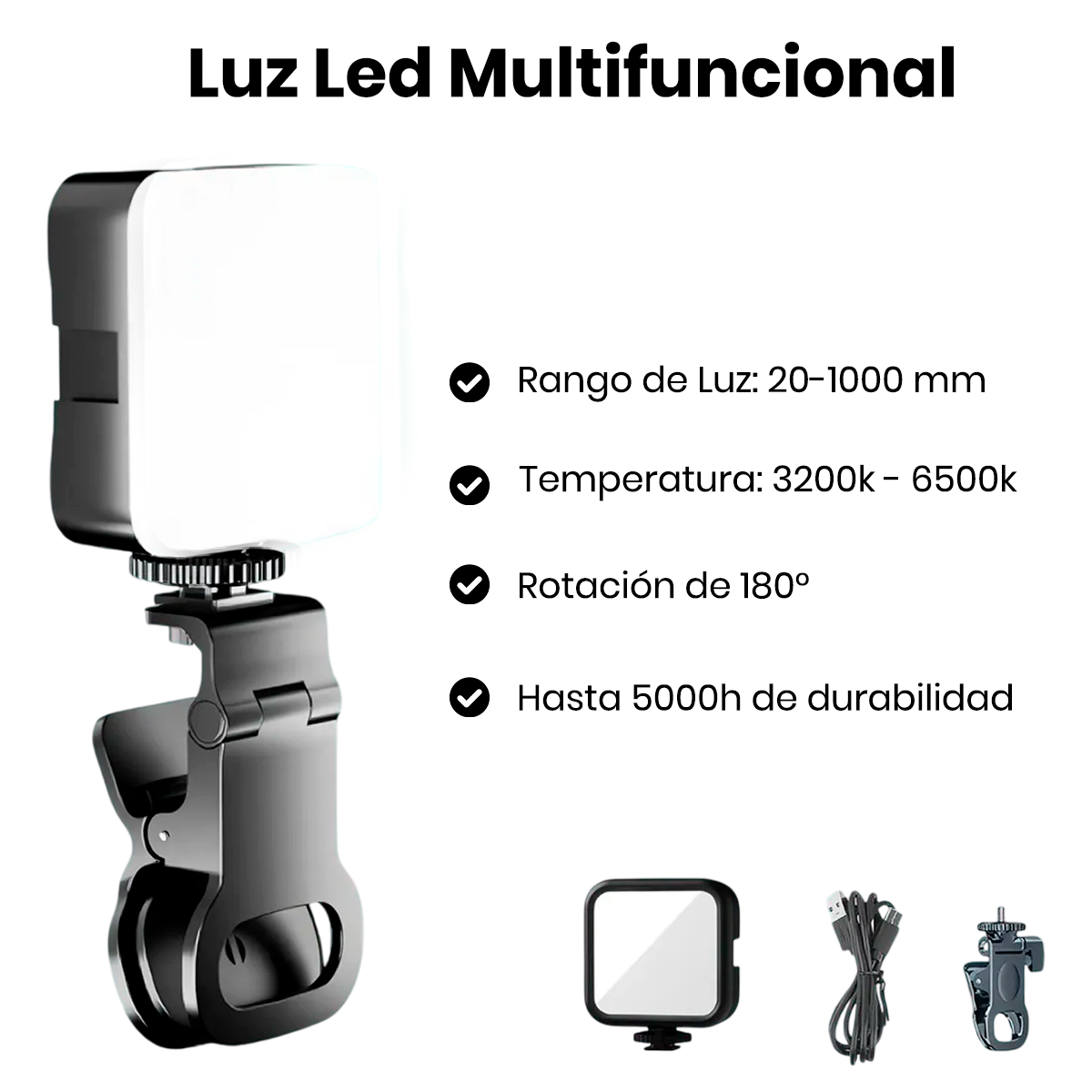 TRÍPODE UNIVERSAL15 CM ZX-322 + MINI LUZ LED RGB AY-83 + ADAPTADOR - 7