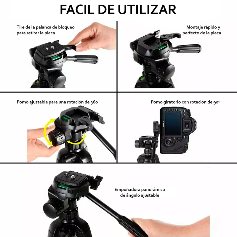 TRÍPODE PROFESIONAL WEIFENG  WT-3730    1.53 M + ADAPTADOR ( BURBUJA DAÑADA) - 6
