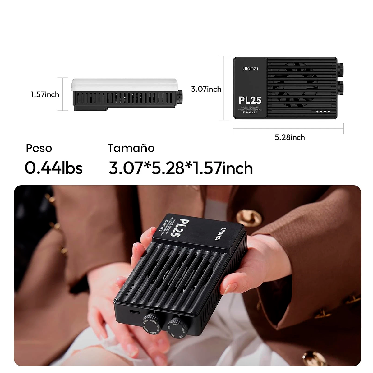 MINI PANEL DE LUZ BICOLOR ULANZI PL25 IDEAL PARA FOTOGRAFÍAS PROFESIONALES - 4