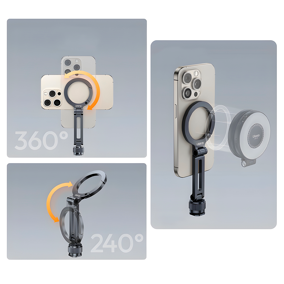 SOPORTE MAGNÉTICO ULANZI MA07 CON CONEXIÓN ZAPATA 1/4 PARA  IPHONE - 4