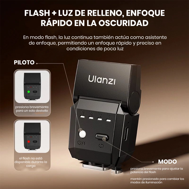 MINI FLASH ULANZI SL03 PARA CÁMARAS COMPATIBLE CON SONY CANON - 3