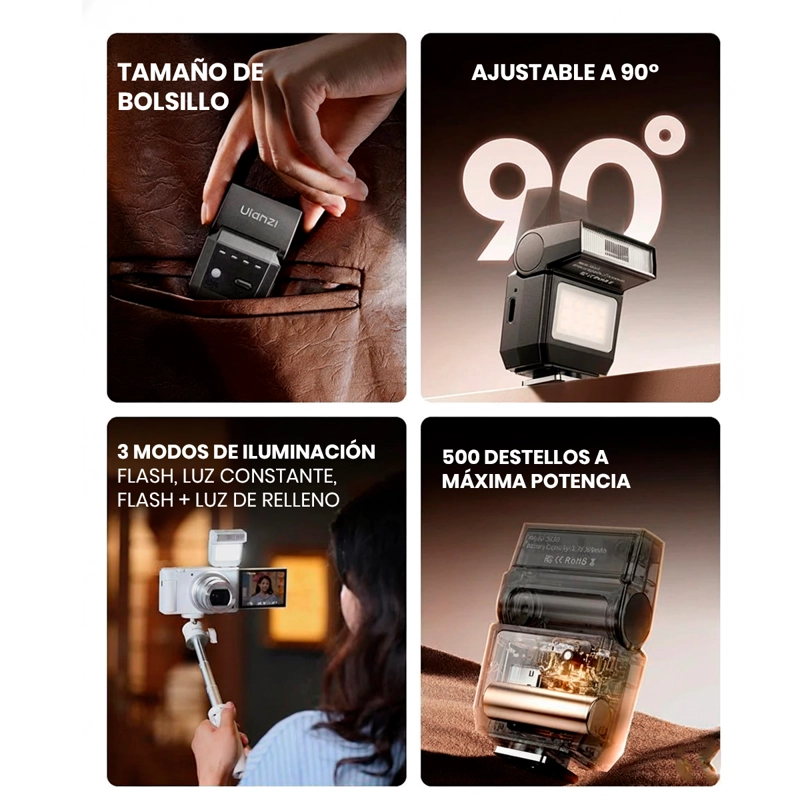 MINI FLASH ULANZI SL03 PARA CÁMARAS COMPATIBLE CON SONY CANON - 5
