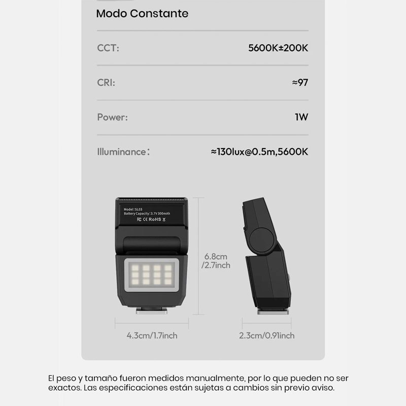 MINI FLASH ULANZI SL03 PARA CÁMARAS COMPATIBLE CON SONY CANON - 8