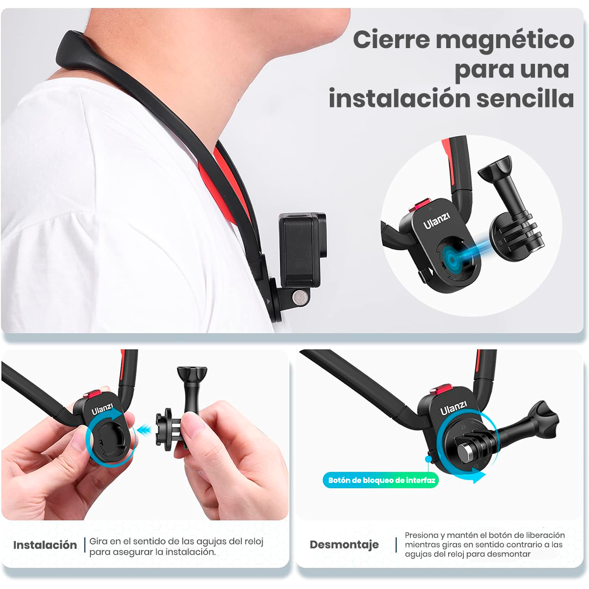 SOPORTE MAGNÉTICO DE CUELLO GO-QUICK II PARA CÁMARAS GOPRO - 4