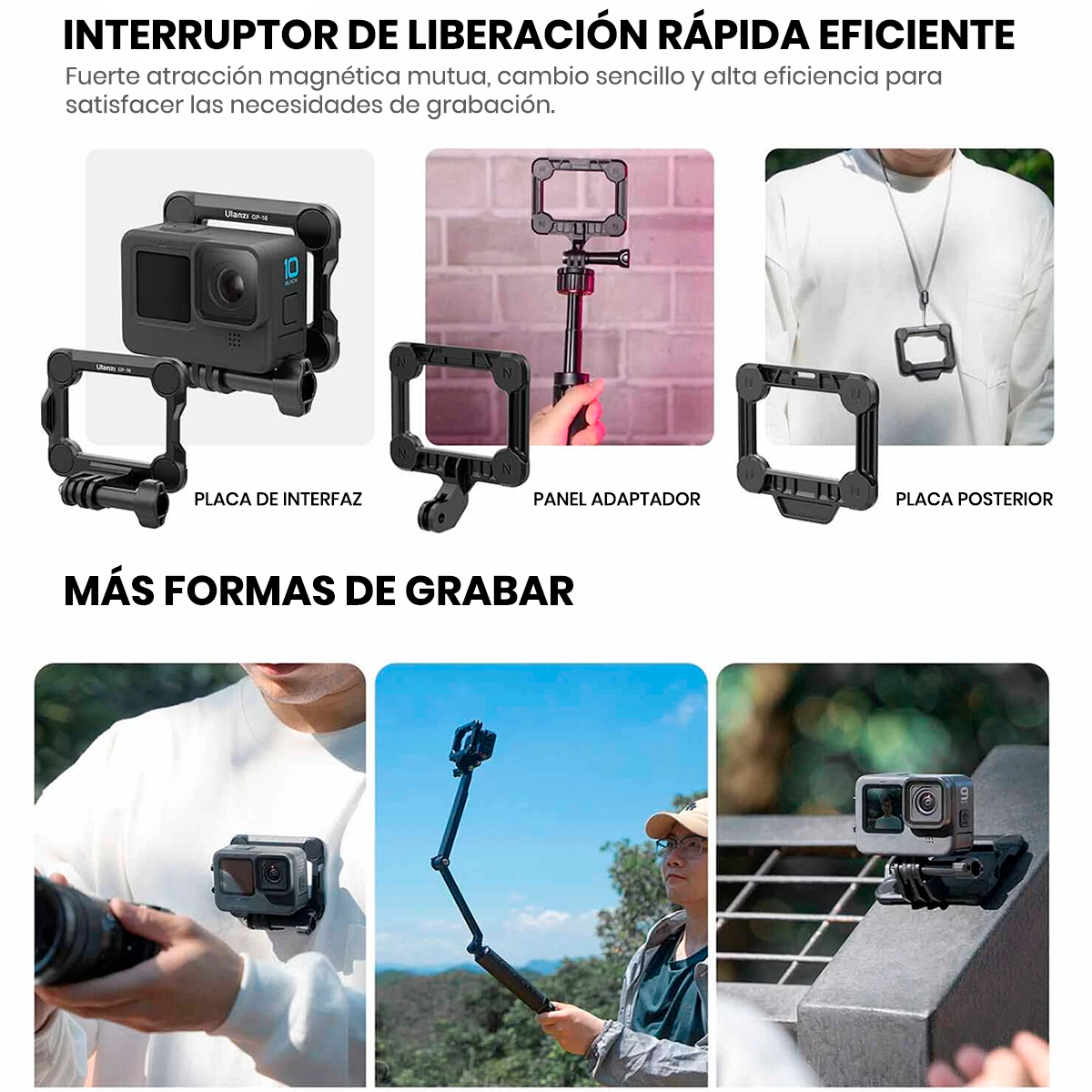 SOPORTE MAGNÉTICO ULANZI GP-16 COMPATIBLE CON CÁMARAS DE ACCIÓN - 5