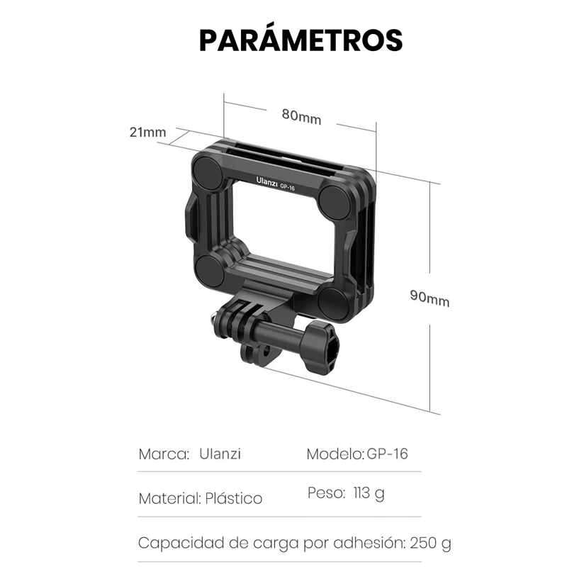 SOPORTE MAGNÉTICO ULANZI GP-16 COMPATIBLE CON CÁMARAS DE ACCIÓN - 8