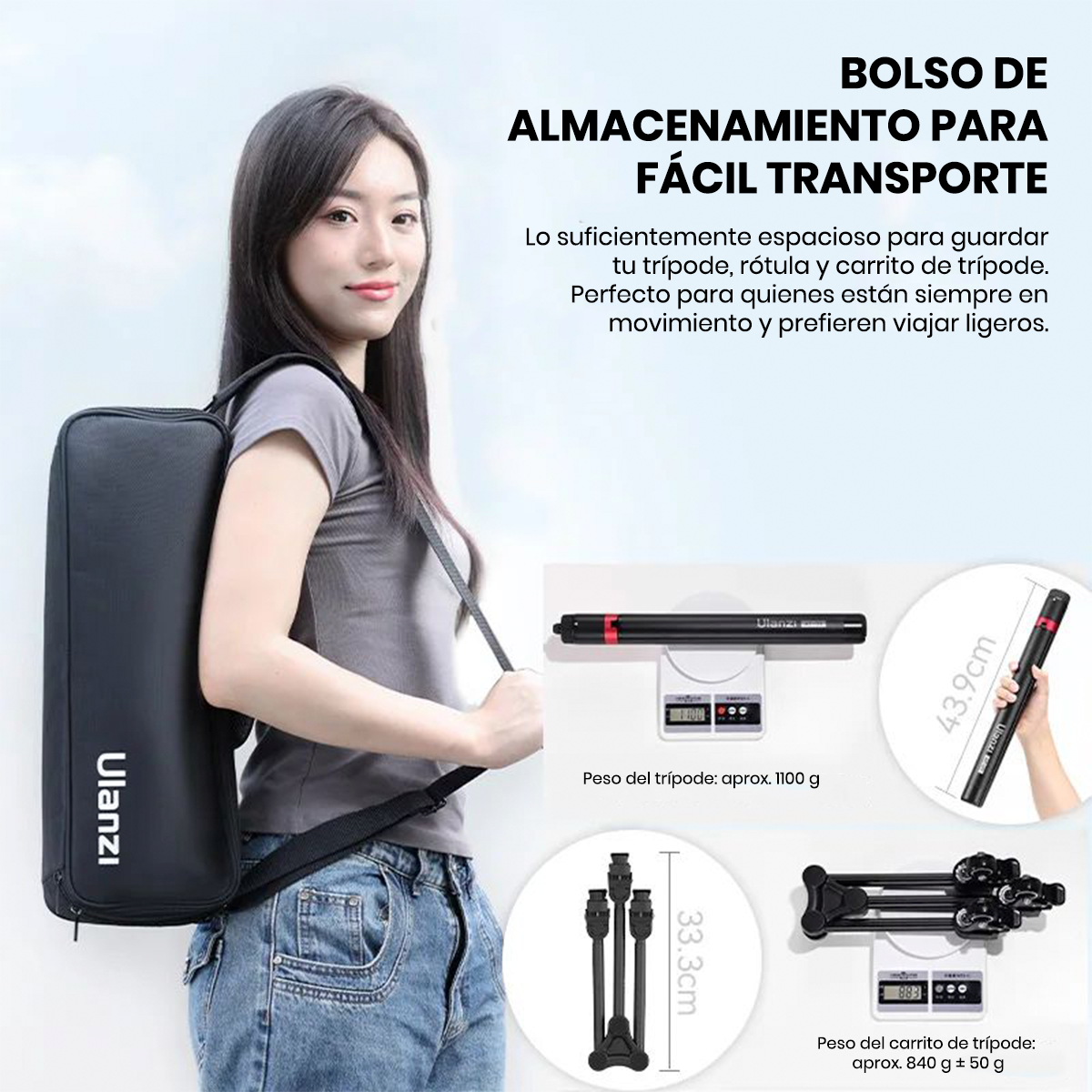 BOLSO DE TRASPORTE ULANZI AT-04 PARA ALMACENAMIENTO DE TRÍPODE - 5