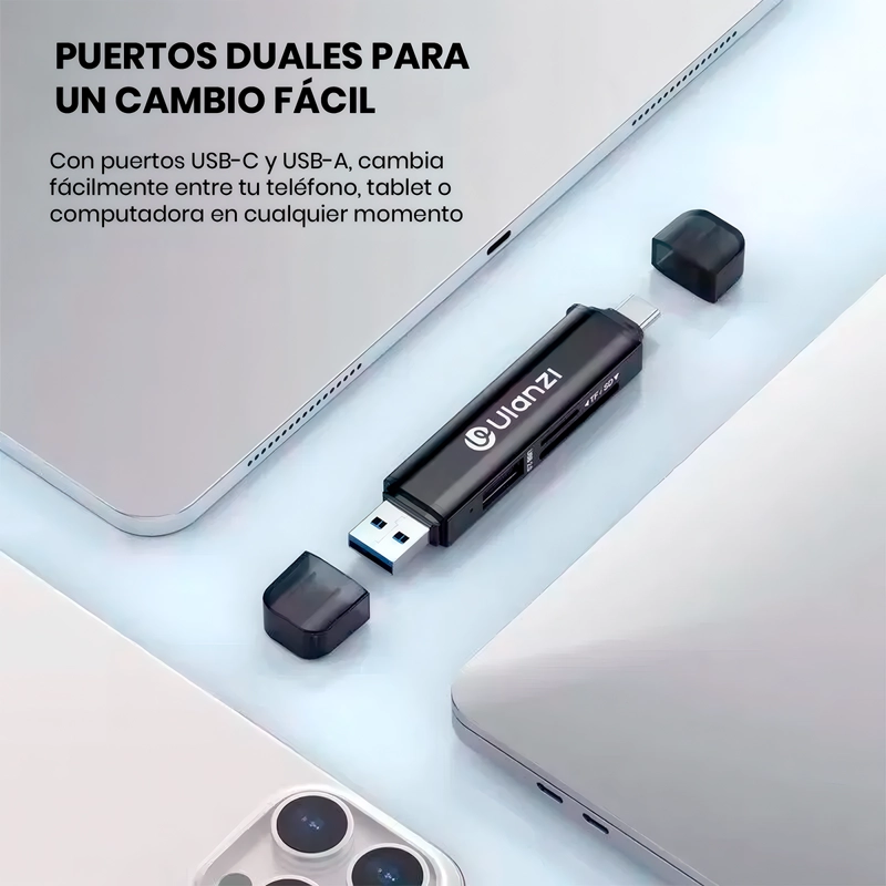 LECTOR DE TARJETAS ULANZI CR1 3 EN1  TIPO  USB C Y USB A  SD/TF/USB - 2