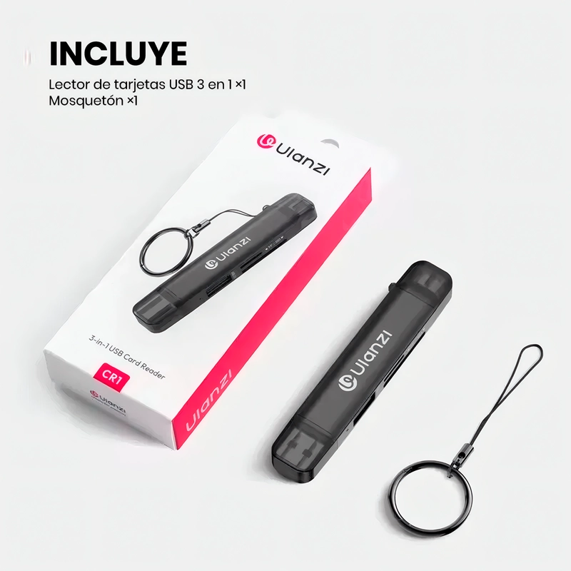 LECTOR DE TARJETAS ULANZI CR1 3 EN1  TIPO  USB C Y USB A  SD/TF/USB - 6
