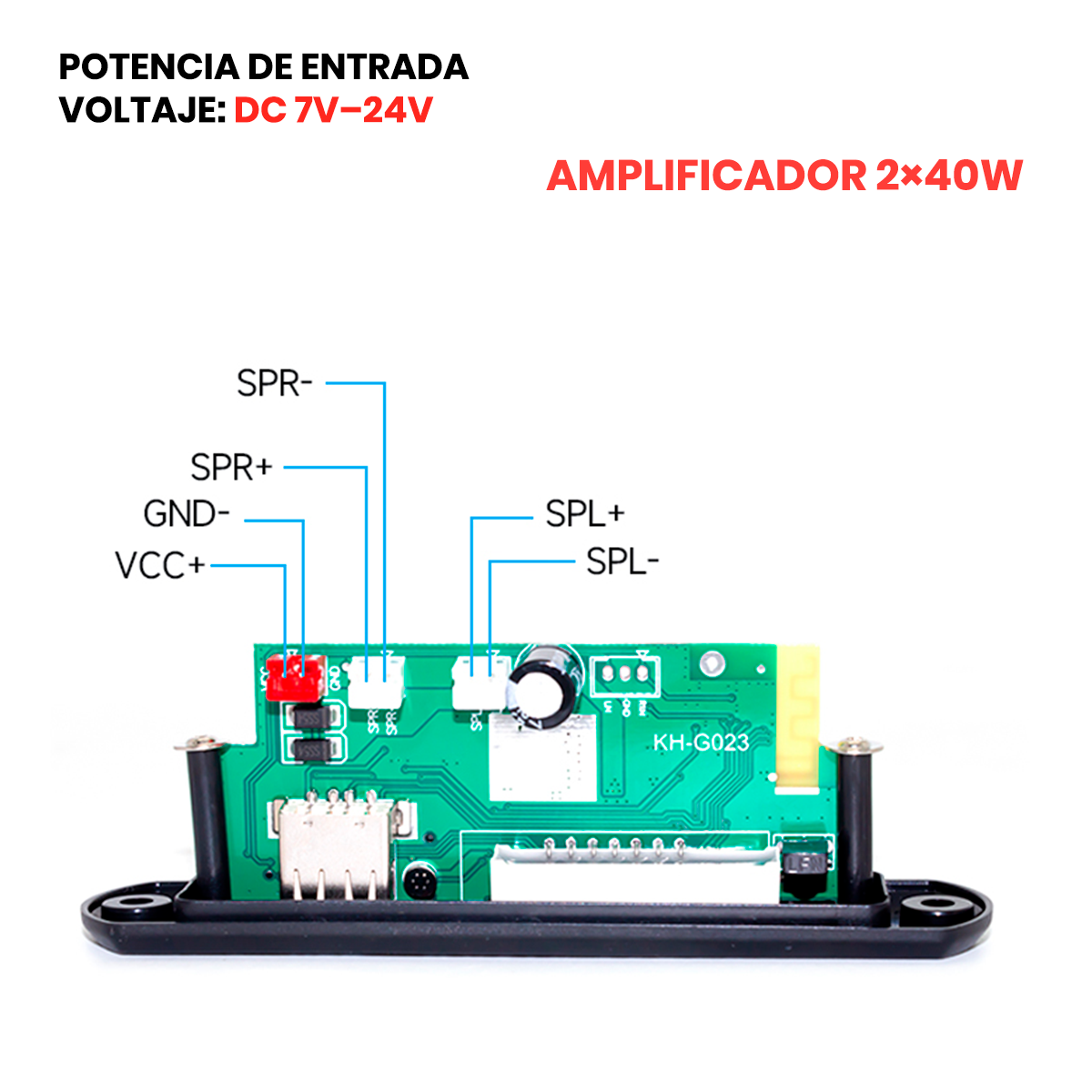 PANEL AMPLIFICADOR DE SONIDO 80 WATTS BLUETOOTH 5.0 MP3 FM Y AUXILIAR - 5