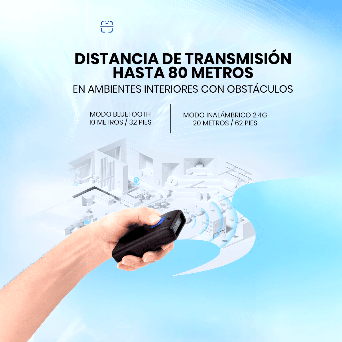 LECTOR DE CÓDIGO DE BARRAS NETUM NT-2100 1D INALÁMBRICO CCD. - 7