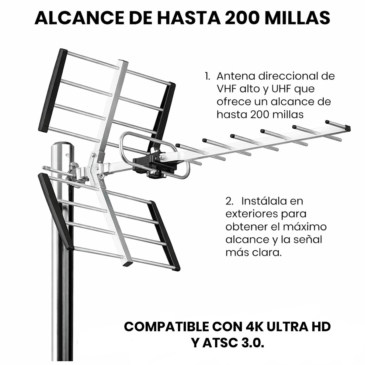 ANTENA DIGITAL TV TDT HD EXTERIOR LIMA PROVINCIAS + MÁSTIL - 2