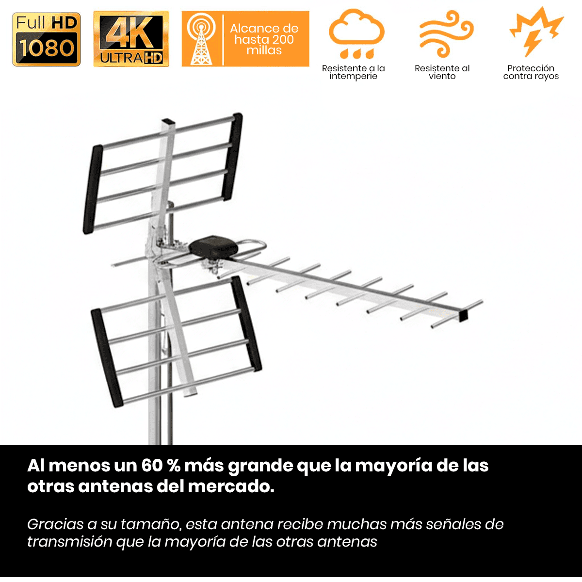 ANTENA DIGITAL TV TDT HD EXTERIOR LIMA PROVINCIAS + MÁSTIL - 4