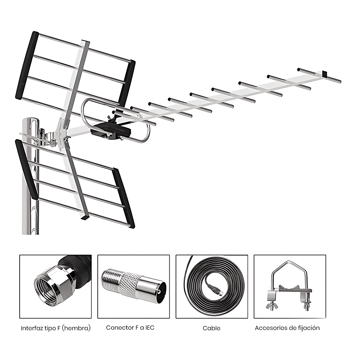 ANTENA DIGITAL TV TDT HD EXTERIOR LIMA PROVINCIAS + MÁSTIL - 7