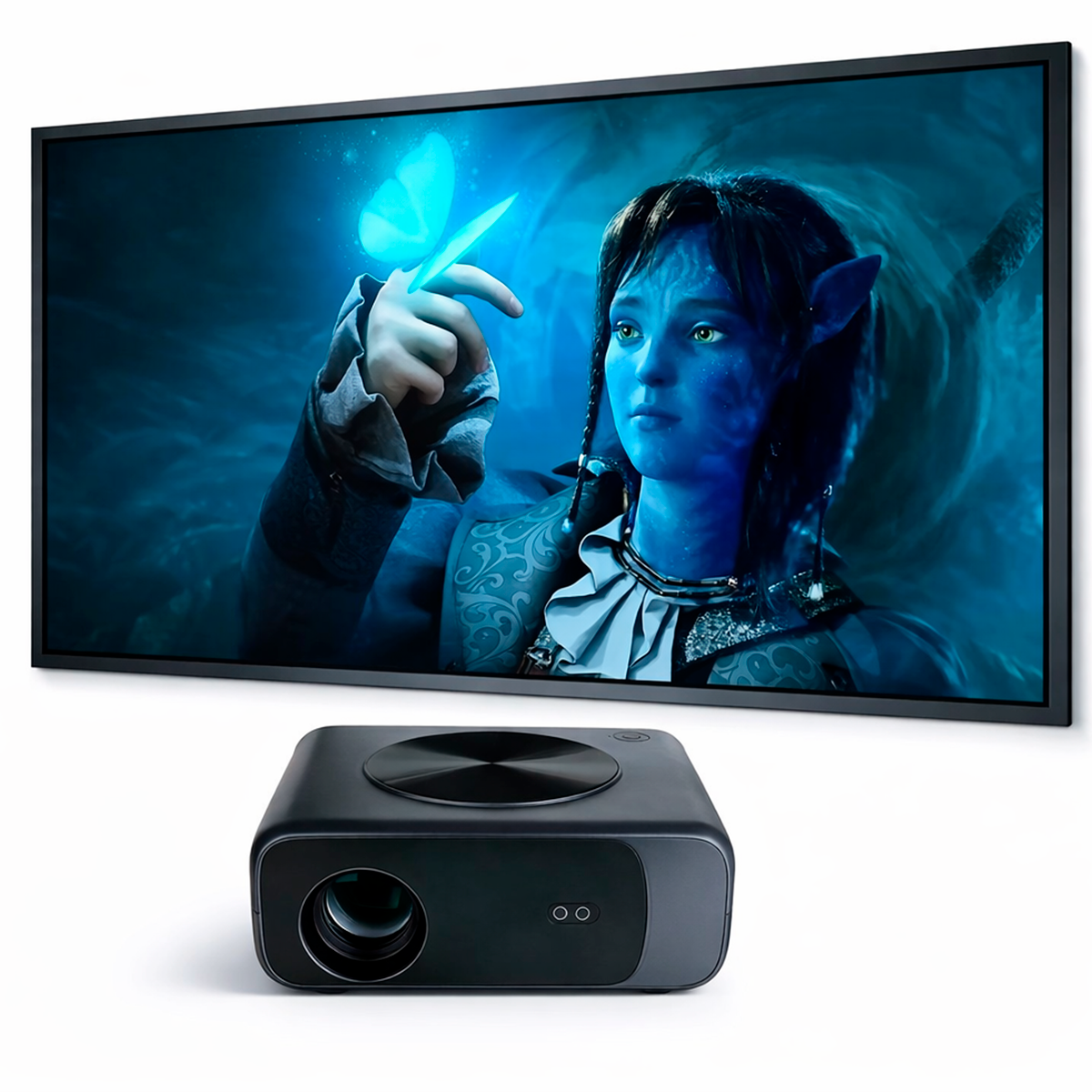 PROYECTOR SMART FULL HD OWLENZ SD550 ENFOQUE AUTOMÁTICO + ECRAN120 PULGADAS PLOMO - 1