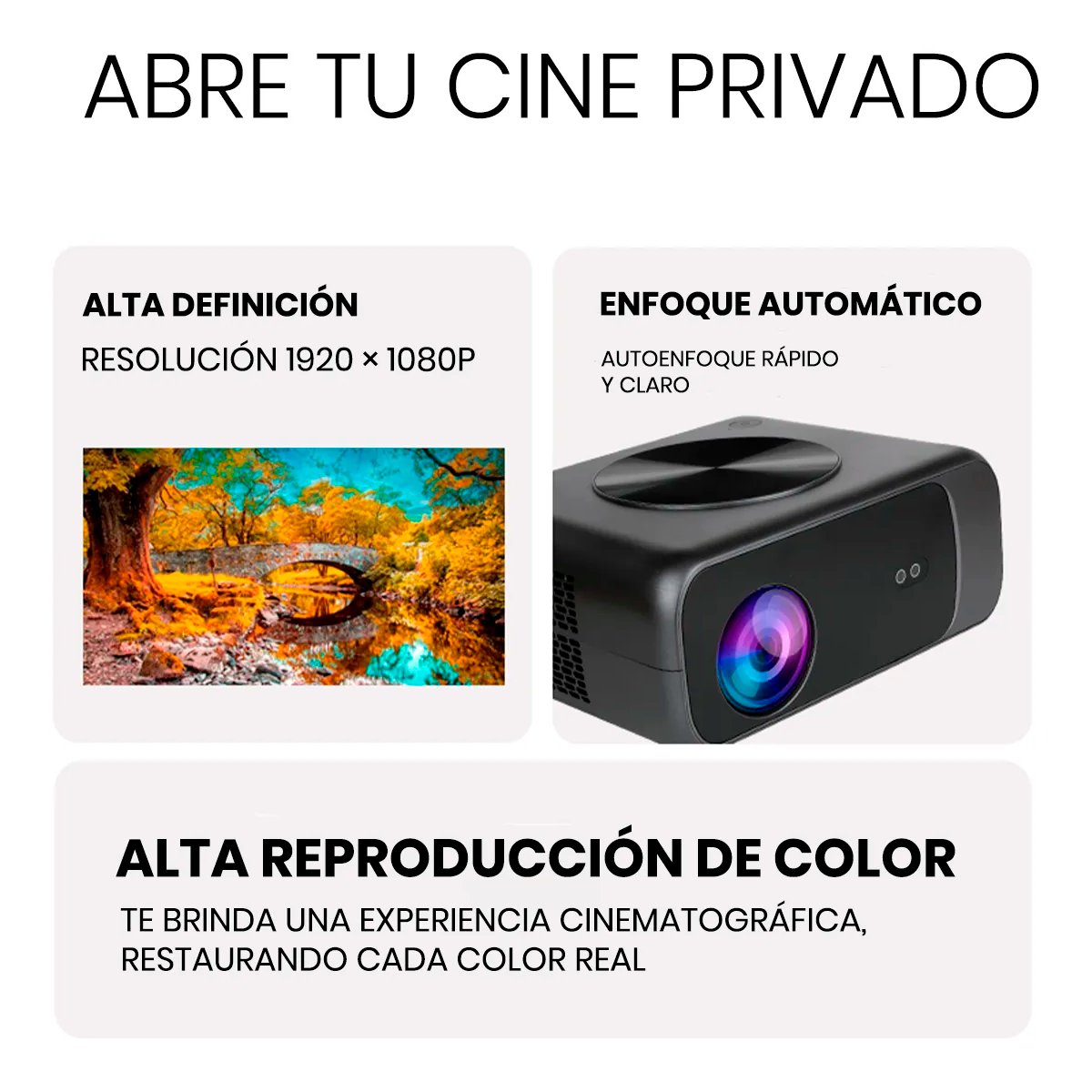 PROYECTOR SMART FULL HD OWLENZ SD550 ENFOQUE AUTOMÁTICO + ECRAN120 PULGADAS PLOMO - 5