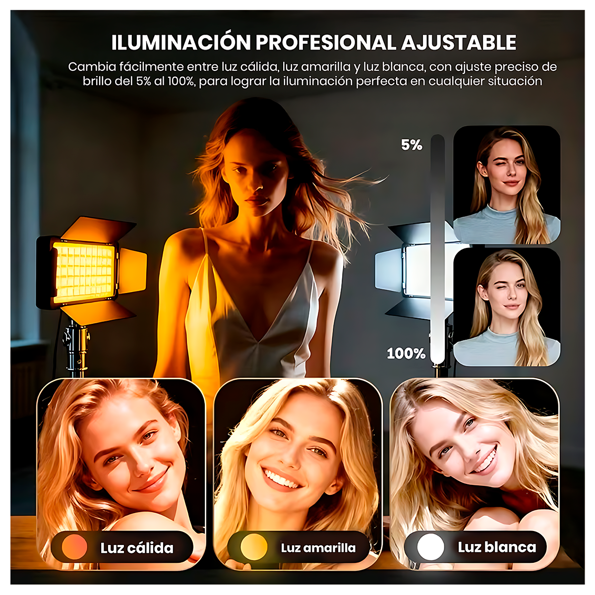 PANEL LUZ LED 300 RGB RECARGABLE PARA FOTOGRAFIA - 3