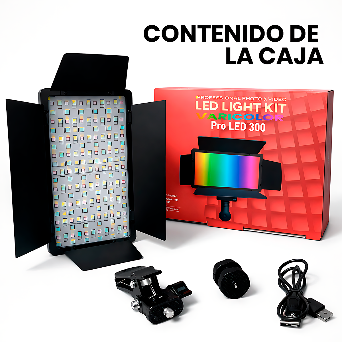 PANEL LUZ LED 300 RGB RECARGABLE PARA FOTOGRAFIA - 8