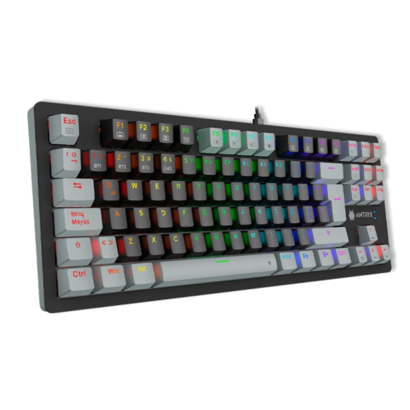 TECLADO MECÁNICO INALÁMBRICO ANTRYX MK845 TRIX TKL RGB SWITCH RED – GRIS Y NEGRO - 2