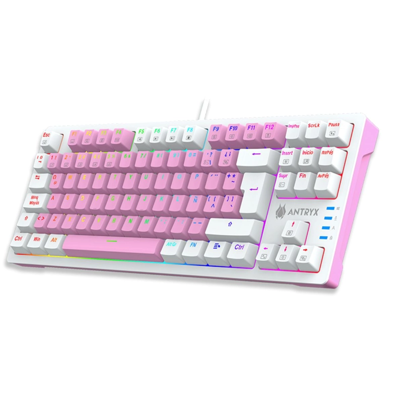 TECLADO MECÁNICO ANTRYX MK840 PINK SWITCH RED - 2