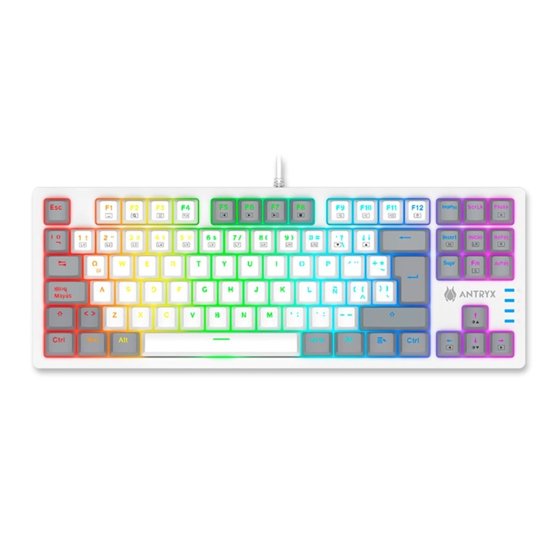 TECLADO MECANICO TKL ANTRYX MK840L WHITE Y GRAY RED SWITCH - 1