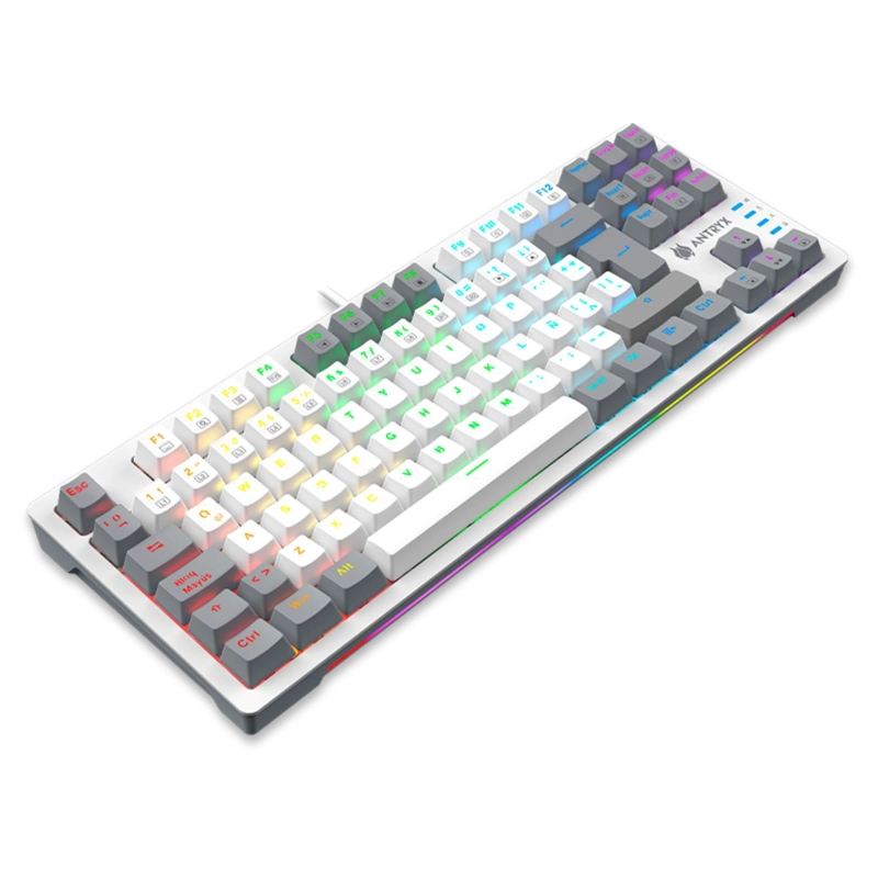 TECLADO MECANICO TKL ANTRYX MK840L WHITE Y GRAY RED SWITCH - 2